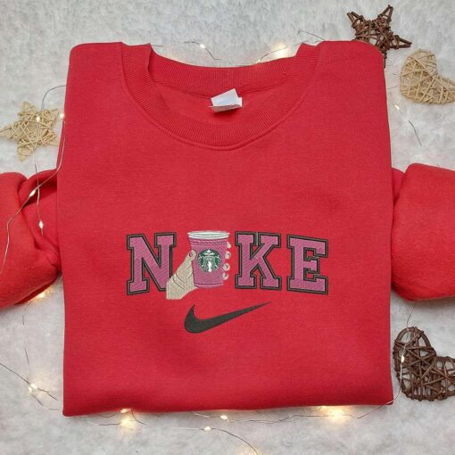 Starbuck x Nike Embroidered Sweatshirt Favorite Drink Embroidered Shirt Nike Inspired Embroidered Shirt