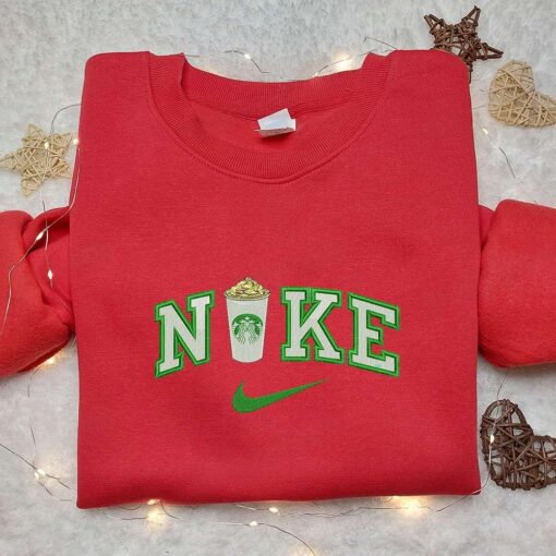 Starbucks Cup x Nike Embroidered Sweatshirt Favorite Drink Embroidered Shirt Nike Inspired Embroidered Shirt