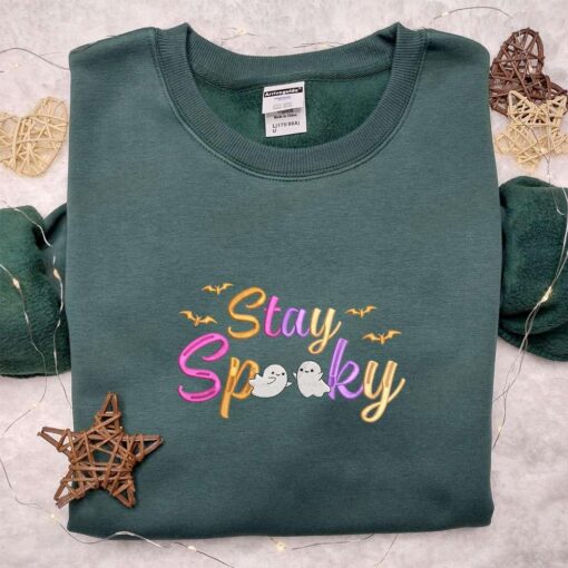 Stay Spooky Cute Ghosts Halloween Embroidered Shirt
