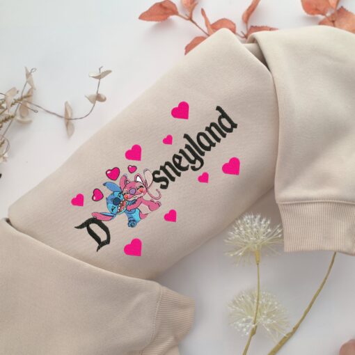 Stitch & Angel Disneyland Embroidery, Disneyland Embroidered Sweatshirt, Movie Disney Inspired, Best Gifts Idea For Him Her