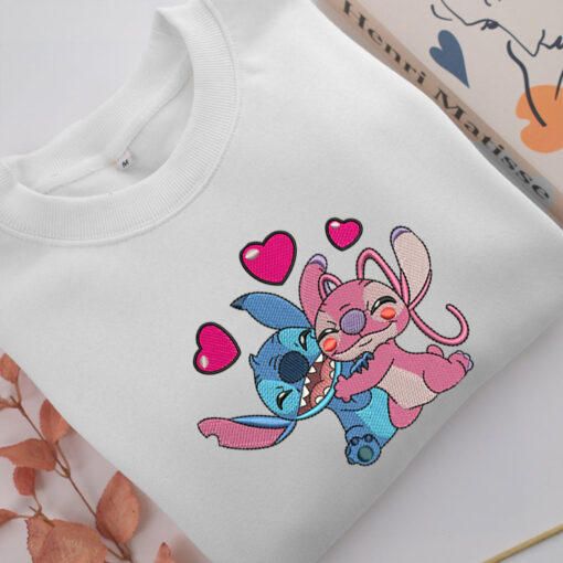 Stitch & Angel Embroidery, Disneyland Embroidered Sweatshirt, Movie Disney Inspired, Best Gifts Idea For Him Her - Image 4
