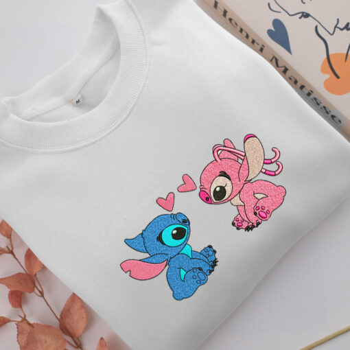 Stitch & Angel Embroidery, Disneyland Embroidered Sweatshirt, Movie Disney Inspired, Best Gifts Idea For Him Her - Image 3