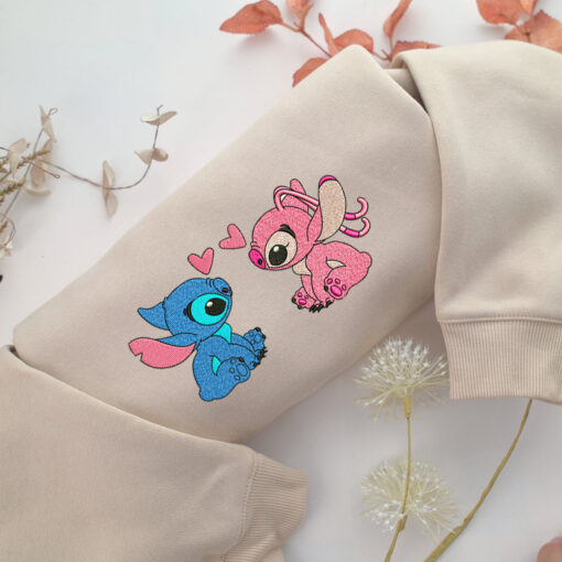 Stitch & Angel Embroidery, Disneyland Embroidered Sweatshirt, Movie Disney Inspired, Best Gifts Idea For Him Her