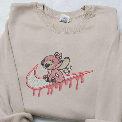 Stitch Angel x Nike Embroidered Shirt Lilo And Stitch Embroidered Shirt Custom Nike Embroidered Shirt