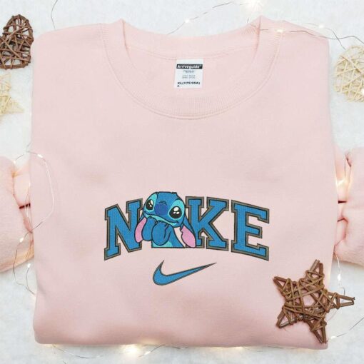 Stitch Aww Cute x Nike Embroidered Shirt Disney Lilo And Stitch Embroidered Hoodie Best Gift Idea