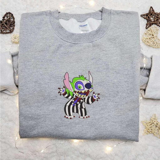 Stitch Beetlejuice Embroidered Shirt Disney Characters Embroidered Hoodie Best Halloween Gift Ideas