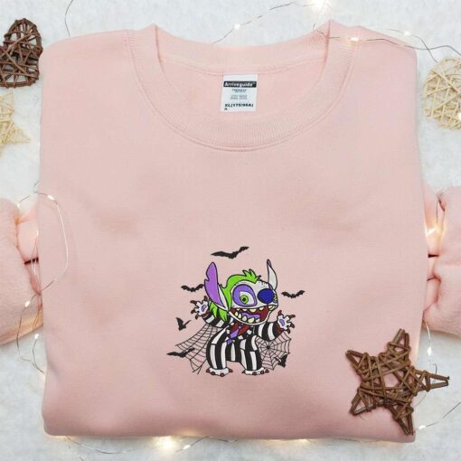 Stitch Beetlejuice Horror Embroidered Shirt Disney Characters Embroidered Hoodie Best Halloween Gift Ideas