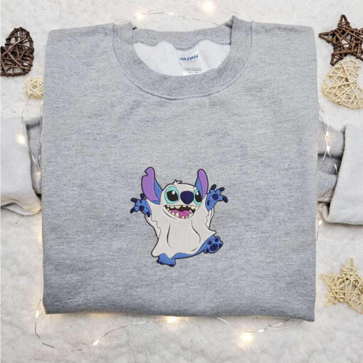 Stitch Cute Ghost Embroidered Shirt Disney Characters Embroidered Hoodie Best Halloween Gift Ideas