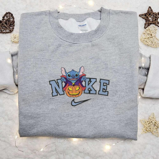 Stitch Dracula Halloween x Nike Embroidered Sweatshirt Walt Disney Characters Embroidered Shirt Best Halloween Gift Ideas