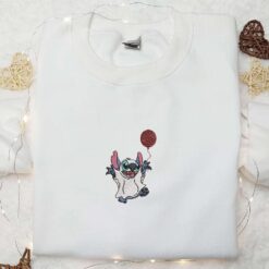 Stitch Ghost Balloon Embroidered Hoodie Lilo And Stitch Halloween Embroidered T shirt Best Halloween Gift Ideas