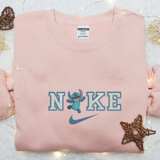 Stitch Happy x Nike Embroidered Sweatshirt Lilo and Stitch Disney Embroidered Shirt The Best Gift
