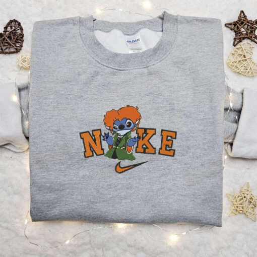 Stitch Hocus Pocus x Nike Embroidered Sweatshirt Horror Movie Halloween Embroidered Shirt Best Halloween Gift Ideas