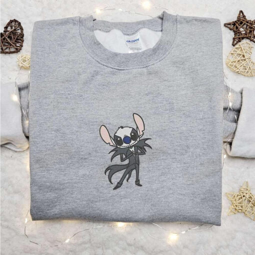 Stitch Jack Skellington Embroidered Shirt Disney Characters Embroidered Hoodie Best Halloween Gift Ideas