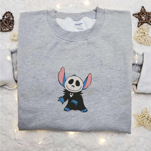 Stitch Jack Skellington Embroidered Shirt The Nightmare Before Christmas Embroidered Hoodie Best Halloween Gift Ideas