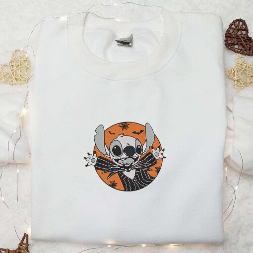 Stitch Jack Skellington Embroidered Shirt The Nightmare Before Christmas Embroidered Hoodie Best Halloween Gift Ideas