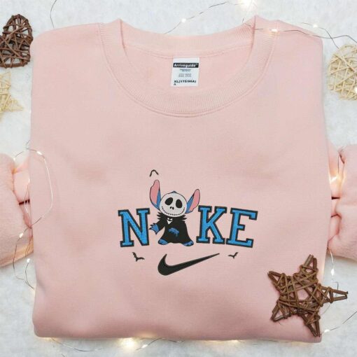 Stitch Jack Skellington x Nike Embroidered Shirt Nike Inspired Embroidered Shirt Adorable Halloween Embroidered Shirt