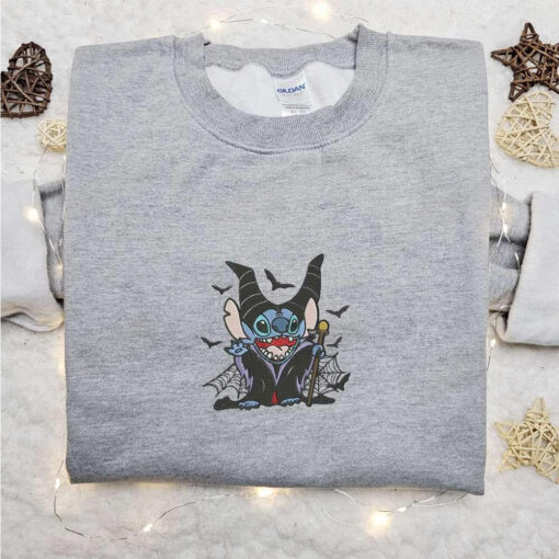 Stitch Maleficent Embroidered Sweatshirt Disney Characters Embroidered Hoodie Best Halloween Gift Ideas