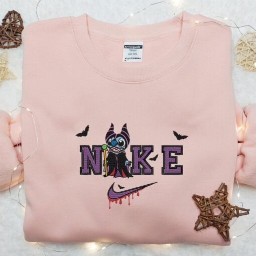 Stitch Maleficent x Nike Embroidered Hoodie Nike Inspired Embroidered Shirt Best Halloween Gift Ideas
