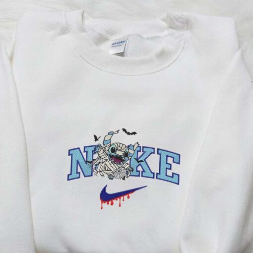 Stitch Mummy x Nike Embroidered Shirt Funny Disney Characters Embroidered T shirt Nike Inspired Embroidered Sweatshirt
