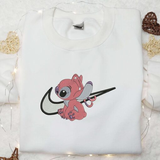 Stitch Nike Swoosh Embroidered Shirt Nike Inspired Embroidered Shirt Disney Shirts for Family