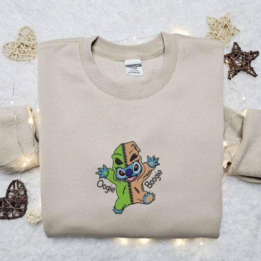Stitch Oogie Boogie Embroidered Shirt Disney Characters Embroidered Hoodie Best Halloween Gift Ideas