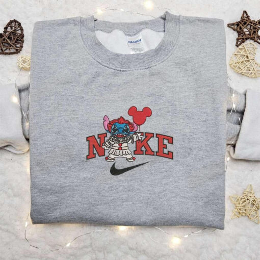 Stitch Pennywise Halloween x Nike Embroidered Sweatshirt Horror Movie Halloween Embroidered Shirt Best Halloween Gift Ideas