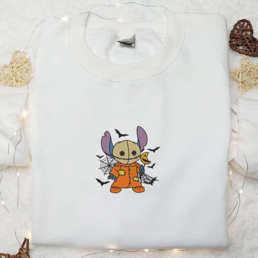 Stitch Sam Trick Or Treat Embroidered Shirt Disney Characters Embroidered Hoodie Best Halloween Gift Ideas