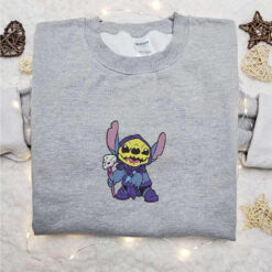 Stitch Skeletor Embroidered Shirt Disney Characters Embroidered Hoodie Best Halloween Gift Ideas