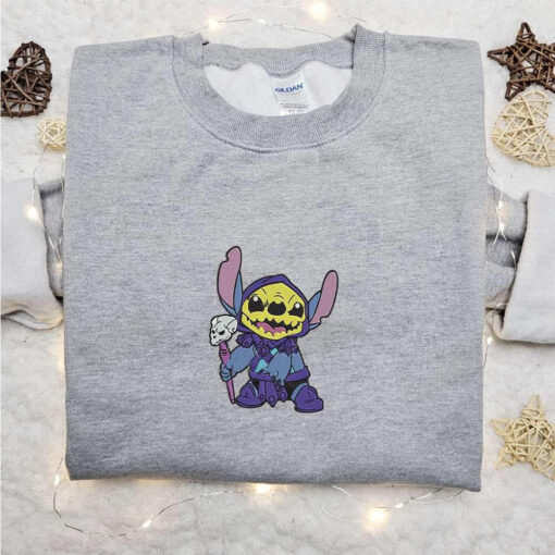 Stitch Skeletor Embroidered Shirt Disney Characters Embroidered Hoodie Best Halloween Gift Ideas