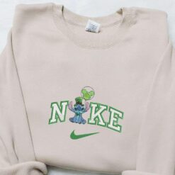 Stitch Wears Shamrock Hat x Nike Embroidered Shirt Disney Characters Embroidered Shirt Saint Patricks Day Embroidered Hoodie
