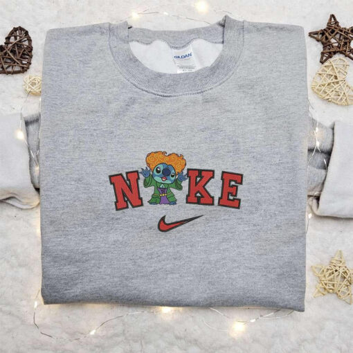 Stitch Winifred Sanderson x Nike Halloween Embroidered Sweatshirt Horror Movie Halloween Embroidered Shirt Best Halloween Gift Ideas
