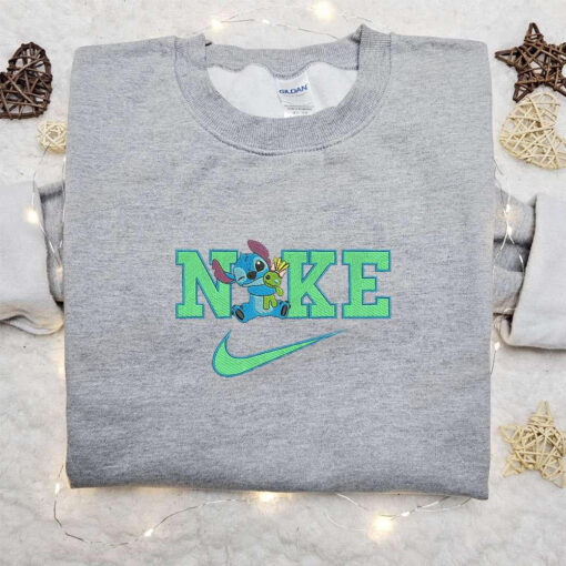 Stitch x Nike Cartoon Embroidered Sweatshirt Halloween Embroidered Shirt Best Halloween Gift Ideas for Family
