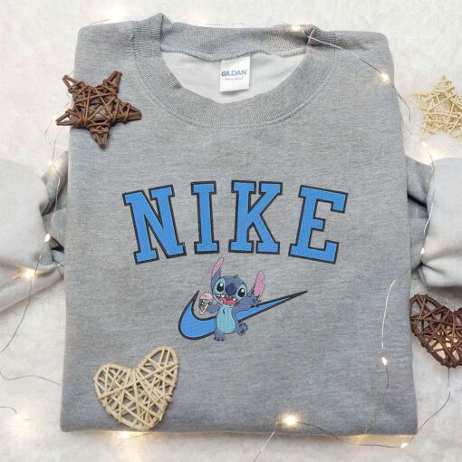 Stitch x Nike Embroidered Hoodie Nike Inspired Embroidered Shirt Best Birthday Gift Ideas