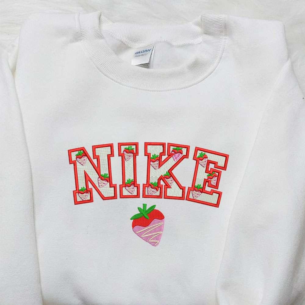 Strawberry Cream x Nike Embroidered Sweatshirt Favorite Food Embroidered Shirt Nike Inspired Embroidered Shirt