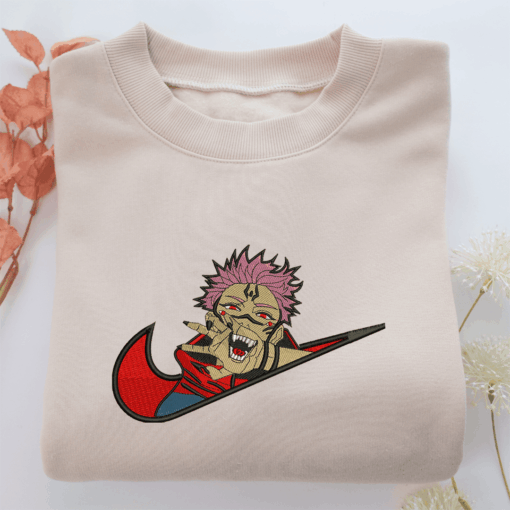 Sukuna Swoosh Nike Embroidered Sweatshirt, Nike Movie Inspired, Best Gifts Idea For Him Her