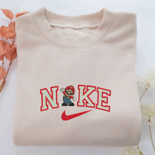 Super Mario Nike Embroidered Sweatshirt, Nike Movie Inspired, Best Gifts Idea For Him Her