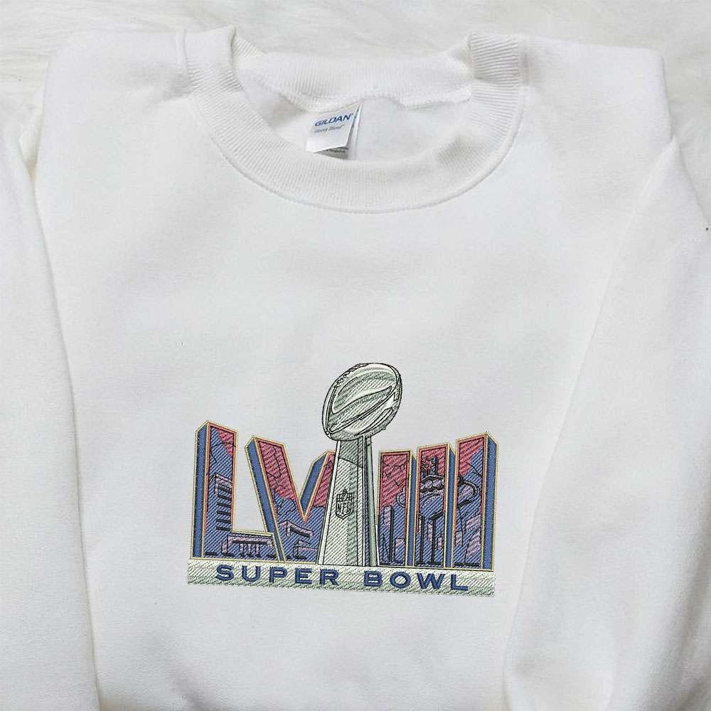 Superbowl LVIII Trophy Embroidered Shirt NFL Sports Embroidered Hoodie Best Gift Idea