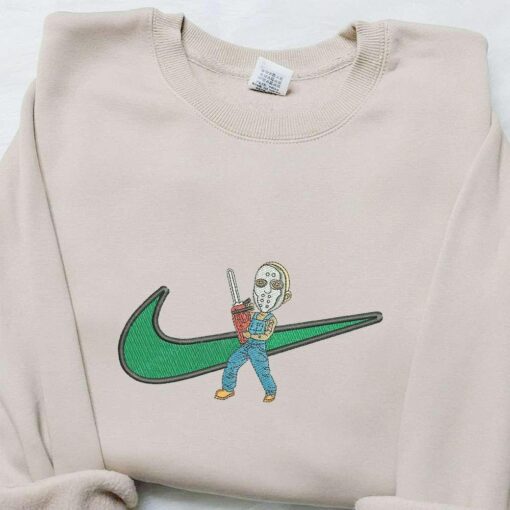 Swoosh Jason Voorhees x Nike Embroidered Sweatshirt Horror Movie Embroidered Shirt Nike Inspired Embroidered Shirt