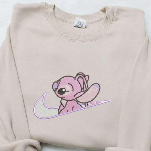Swoosh x Angel Cartoon Embroidered Shirt Disney Characters Embroidered T shirt Best Gift Ideas for Family