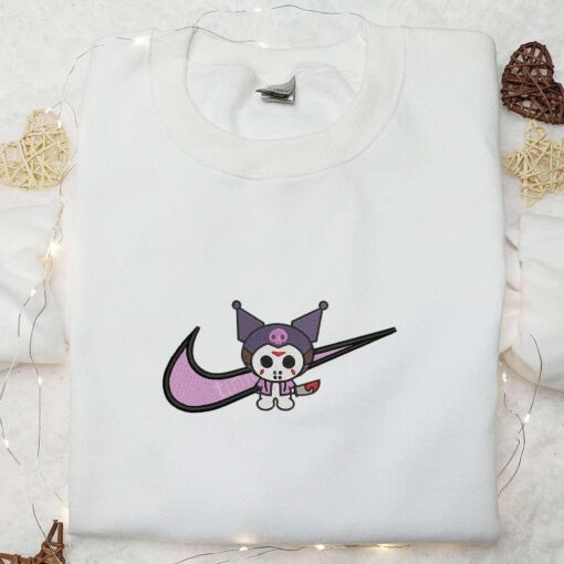 Swoosh x Kuromi Jason Voorhees Embroidered Hoodie Custom Nike Embroidered Sweatshirt Best Gifts for Family