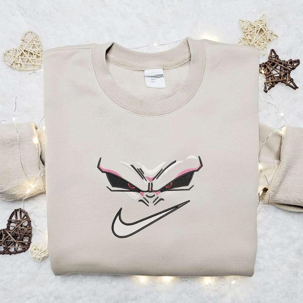Swoosh X Majin Buu Face Embroidered Sweatshirt Dragon Ball Anime , Anime Embroidered T-shirt Sweatshirt Hoodie, Inspired Anime Movie, Best Gift for Anime Fans