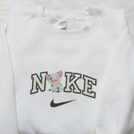 Swoosh x Pig Anime Embroidered Shirt Animal Embroidered Shirt Nike Inspired Embroidered T shirt