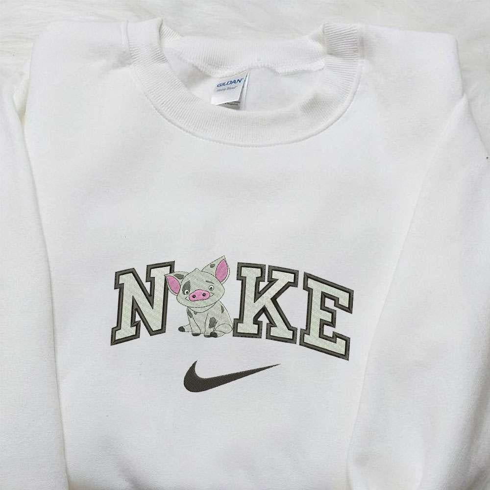 Swoosh x Pig Anime Embroidered Shirt Animal Embroidered Shirt Nike Inspired Embroidered T shirt