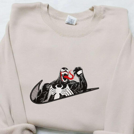 Swoosh x Venom Movie Embroidered Hoodie Marvel Cinematic Universe Embroidered Shirt Best Gift Ideas for Family