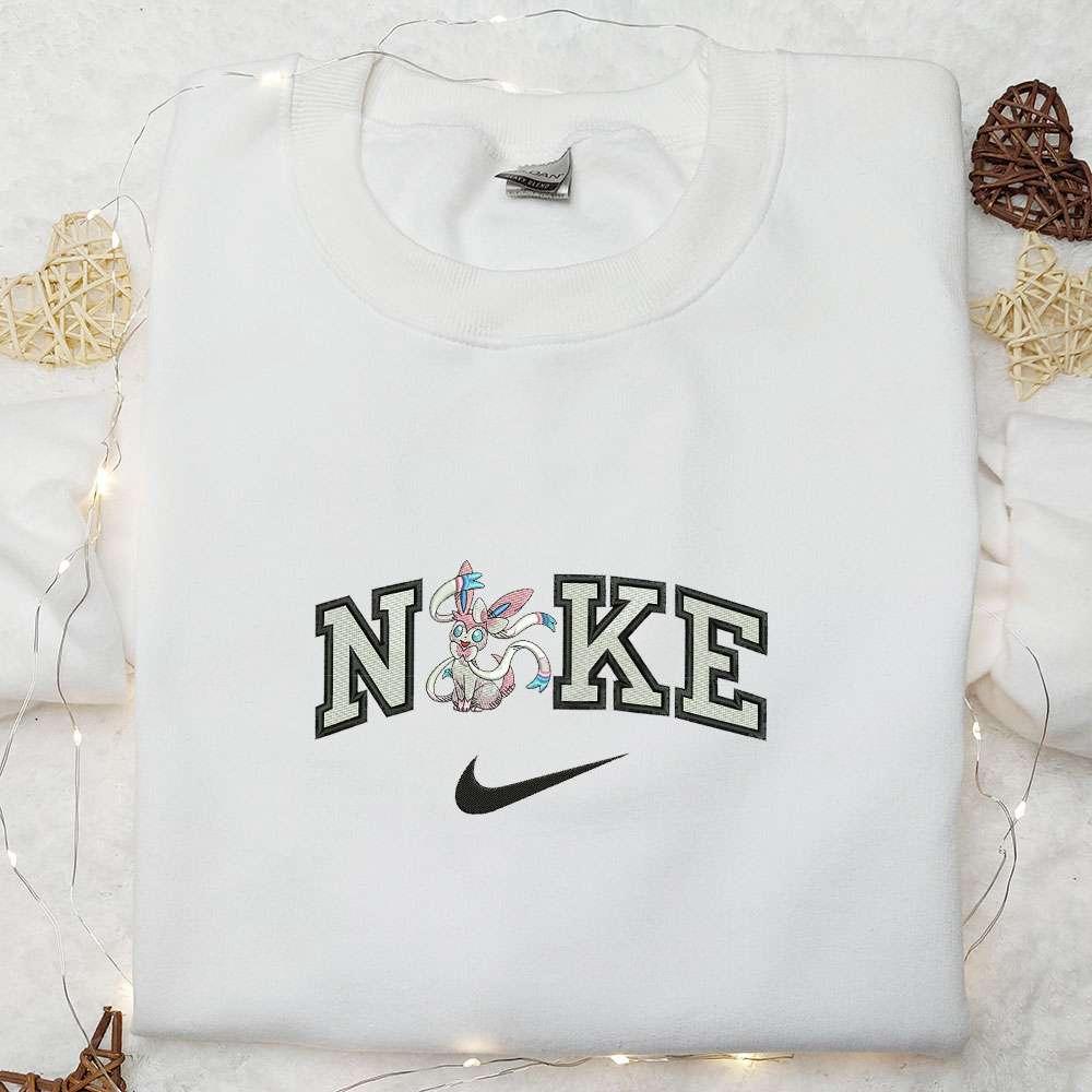 Sylveon x Nike Embroidered Shirt Pokemon Anime Embroidered Hoodie Best Gifts For Family