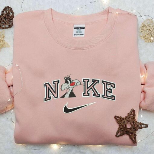 Sylvester x Nike Embroidered Sweatshirt Sylvester and Tweety Disney Embroidered Shirt Nike Inspired Embroidered Shirt