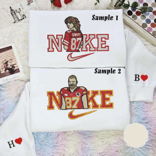 Taylor Swift And Travis Kelce 87 Football Uniform Celebrity Embroidered Couples Shirts, Best Gift For Fans