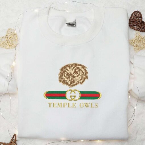 Temple Owls x Gucci Embroidered Shirt NCAA Sports Embroidered Hoodie Best Gift Idea