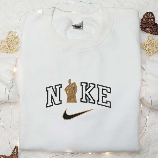 Thanos Hand Snap x Nike Embroidered Shirt Marvel Movie Embroidered Hoodie Best Gifts For Family