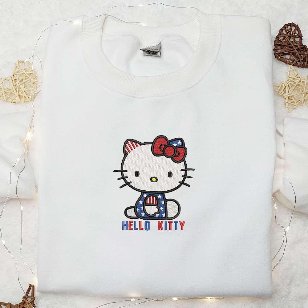 The 4th Of July Hello Kitty Embroidered Shirt National Day Gifts